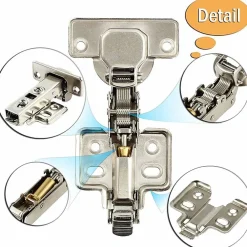 Deko Lot de 8 charnières de porte d'armoire de cuisine en acier à 110 degrés, fermeture lente, clip de 35 mm