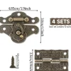 Deko Paumelle De Porte, Meuble Et Fenêtre-Lot de 4 charnières à loquet en bronze antique sculpté pour boîte à bijoux vintage, style rétro