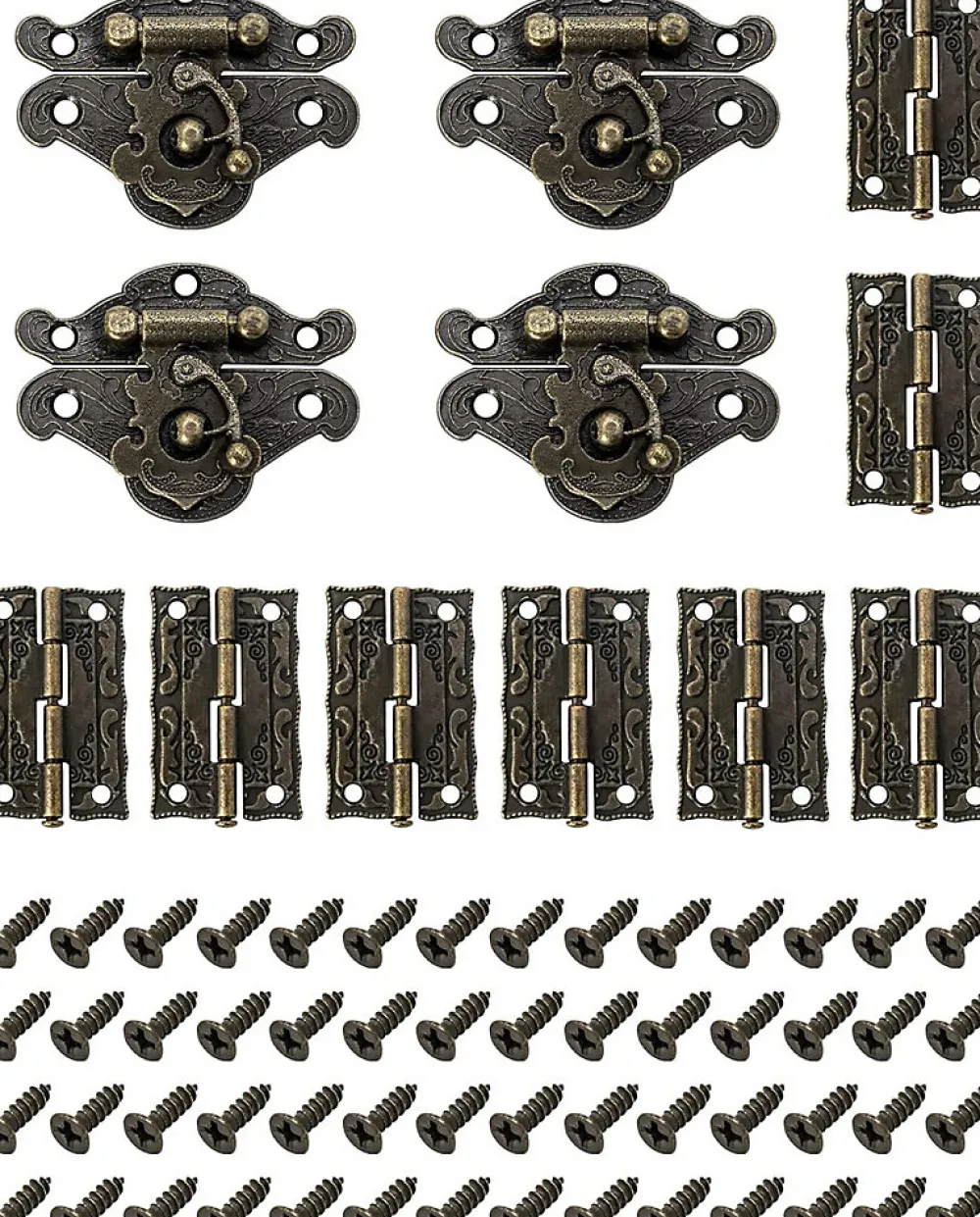 Deko Paumelle De Porte, Meuble Et Fenêtre-Lot de 4 charnières à loquet en bronze antique sculpté pour boîte à bijoux vintage, style rétro