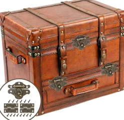 Deko Paumelle De Porte, Meuble Et Fenêtre-Lot de 4 charnières à loquet en bronze antique sculpté pour boîte à bijoux vintage, style rétro