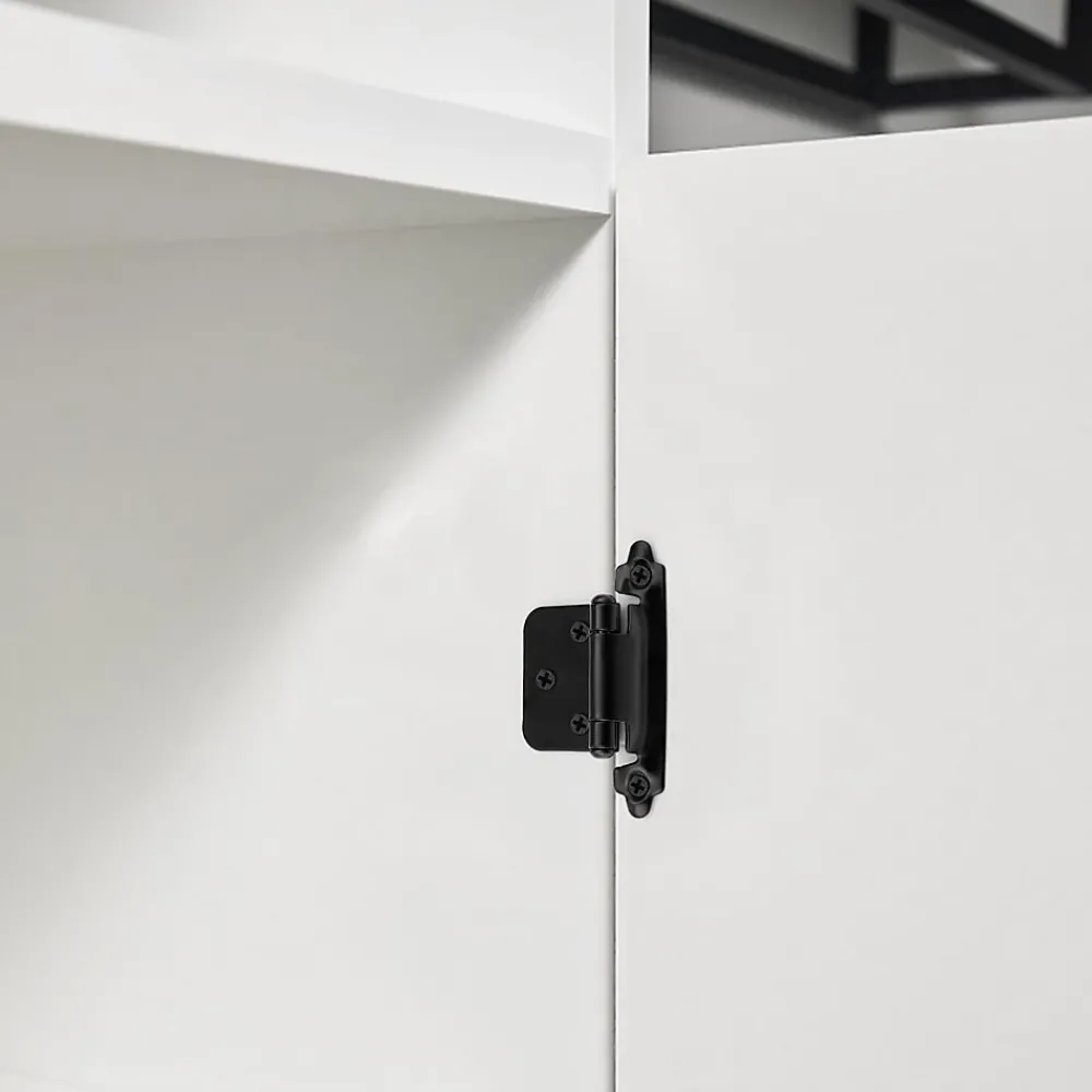 Deko Lot de 8 charnières métalliques noires, épaisseur 1,5 mm, pour porte d'armoire, avec 40 vis
