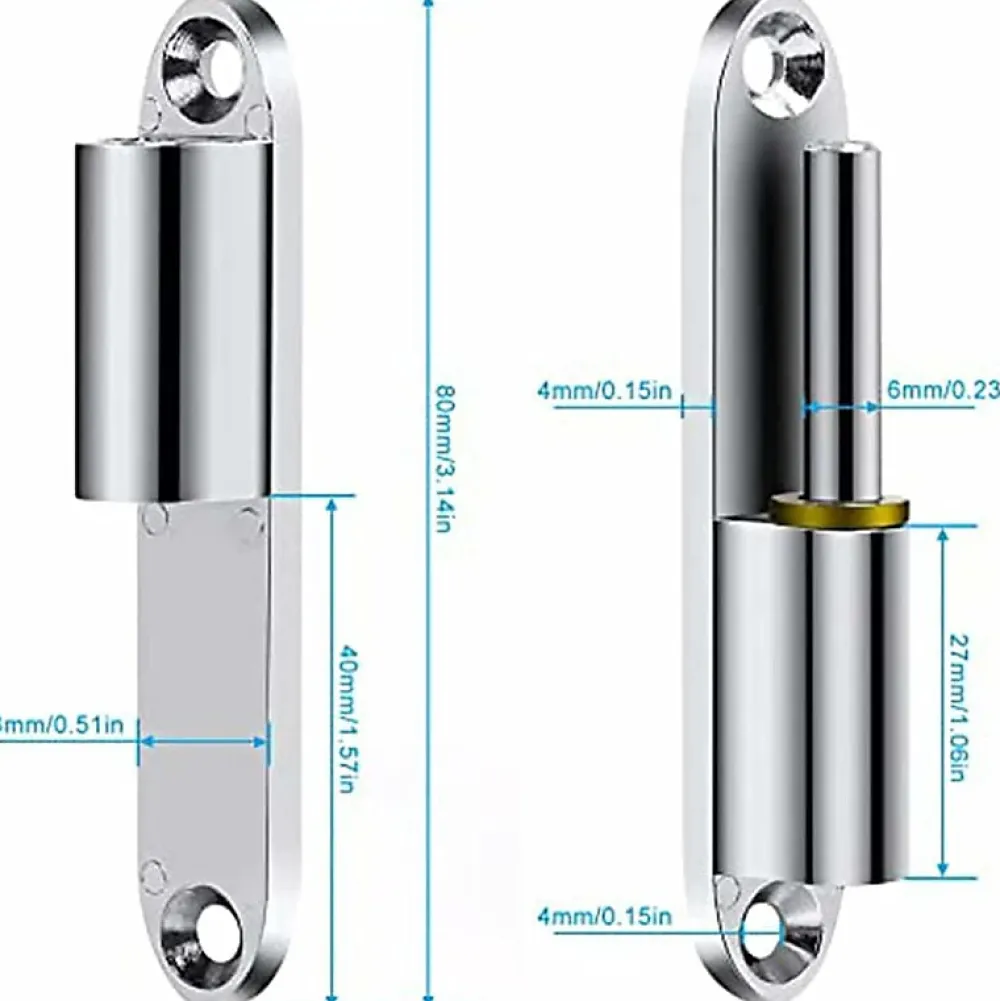 Deko Lot de 2 charnières à visser en acier inoxydable pour portes, boîtes, abris de jardin, fenêtres, 80 mm