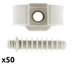 Zenitech Fixation Et Raccordement Du Câble-Lot de 50 clips avec chevilles diamètre 20mm - Gris -