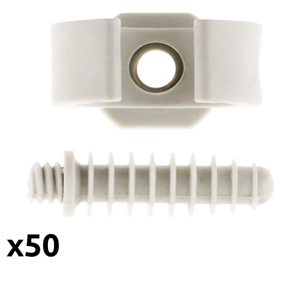 Zenitech Fixation Et Raccordement Du Câble-Lot de 50 clips avec chevilles diamètre 20mm - Gris -
