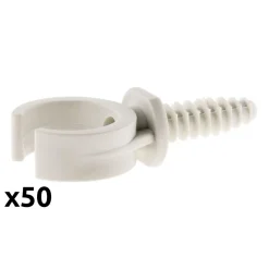 Zenitech Fixation Et Raccordement Du Câble-Lot de 50 clips avec chevilles diamètre 20mm - Gris -