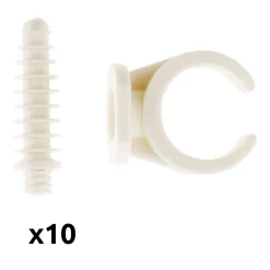 Zenitech Fixation Et Raccordement Du Câble-Lot de 10 clips avec chevilles diamètre 20mm - Blanc -