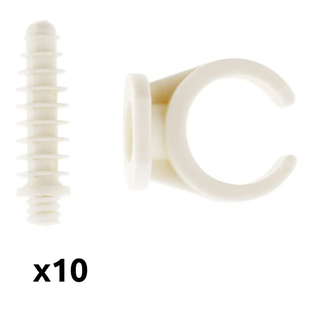 Zenitech Fixation Et Raccordement Du Câble-Lot de 10 clips avec chevilles diamètre 20mm - Blanc -
