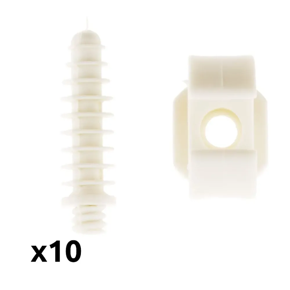 Zenitech Fixation Et Raccordement Du Câble-Lot de 10 clips avec chevilles diamètre 20mm - Blanc -