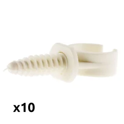Zenitech Fixation Et Raccordement Du Câble-Lot de 10 clips avec chevilles diamètre 20mm - Blanc -