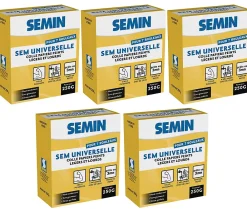Semin Colle Papier Peint-Lot de 5 Colles en Poudre pour Papiers Peints Légers et Lourds , Boite 250 g