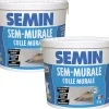 Semin Colle Papier Peint-Lot de 2 Colles pour Toiles de Verre et Revêtements Muraux Légers Sem Murale, Prêt à l'Emploi, Seau 5 kg