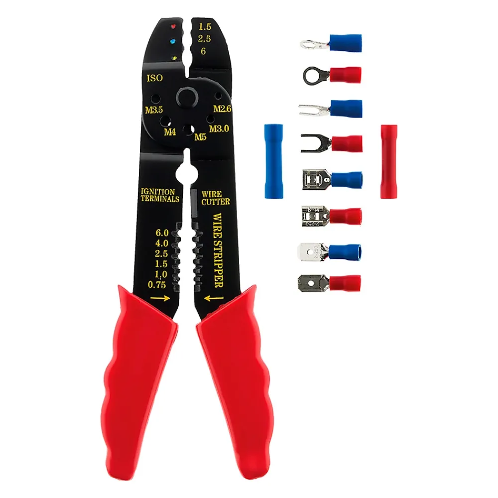 Zenitech Fixation Et Raccordement Du Câble-Lot de 50 cosses assorties + pince à sertir -