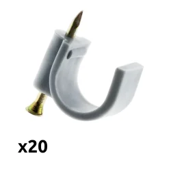 Zenitech Lot de 20 crochets fixation diamètre 20mm - Gris -
