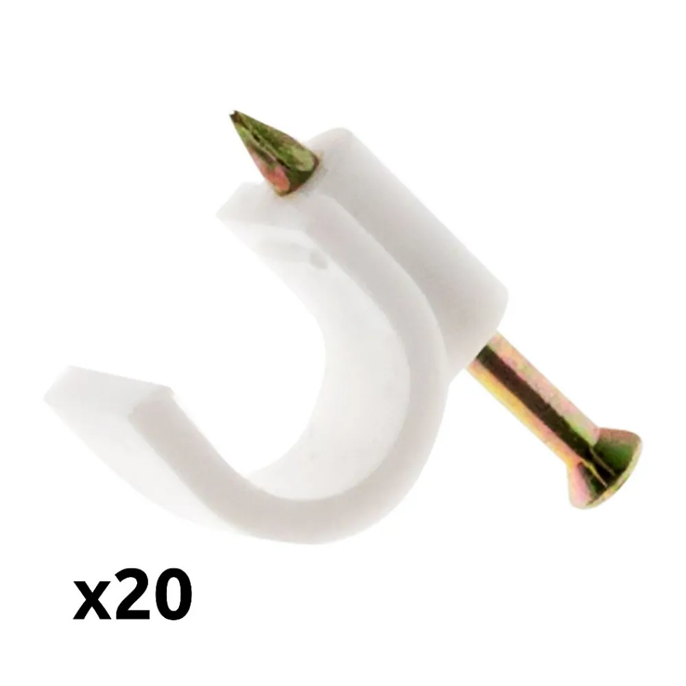 Zenitech Lot de 20 crochets fixation diamètre 5mm - Blanc -