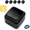 Viko By Panasonic Lot de 5 Double va et vient étanche IP54 - - Noir - NF