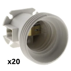 Zenitech Lot de 20 douilles de chantier E27 - Blanc -