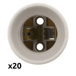 Zenitech Lot de 20 douilles de chantier E27 - Blanc -