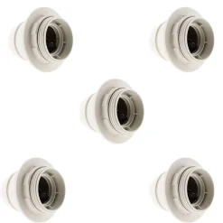 Zenitech Lot de 5 douilles E27 + bague - Blanc -