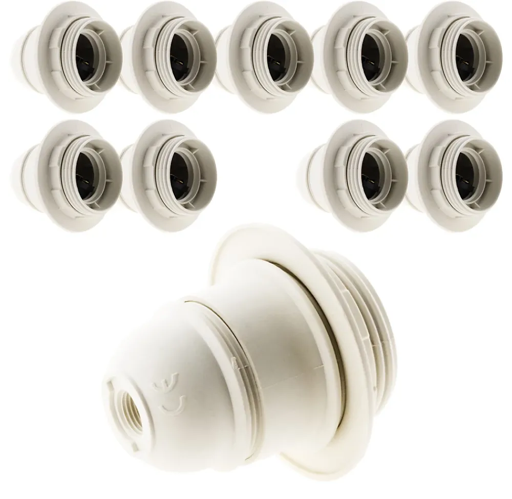 Zenitech Douille Électrique-Lot de 10 douilles E27 + bague - Blanc -