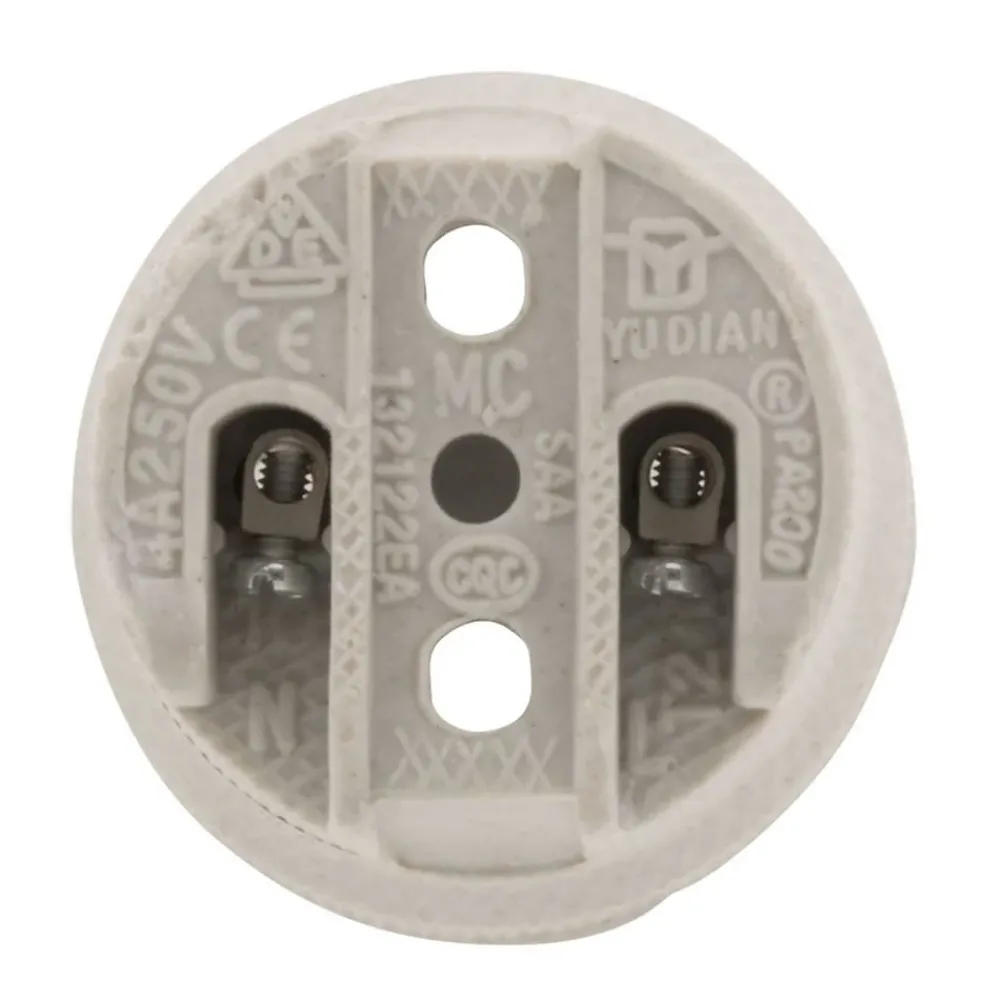 Zenitech Lot de 4 douilles E27 porcelaine à vis - Blanc -