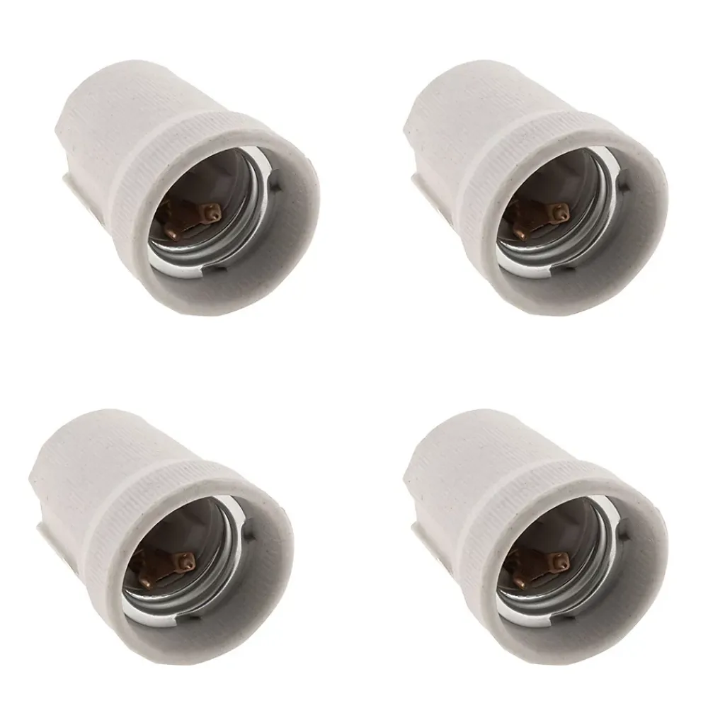 Zenitech Lot de 4 douilles E27 porcelaine à vis - Blanc -