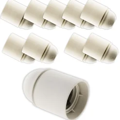 Zenitech Douille Électrique-Lot de 10 douilles lisses sans bague E27 - Blanc -