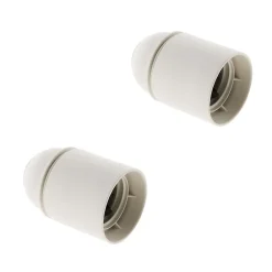 Zenitech Douille Électrique-Lot de 2 douilles lisses sans bague E27 - Blanc -