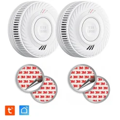 Kyf Détecteur De Fumée|Détecteur De Fumée-Lot de 2 Détecteur de fumée connecté WIFI CE EN14604 Pile 10 ans scellée et Kits de fixation magnétique