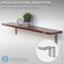 Ml-Design Lot de 2 Equerres d'Etagere murale support robuste en métal gris