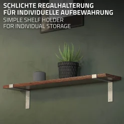 Ml-Design Lot de 2 Equerres d'Etagere murale support robuste en métal gris