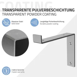 Ml-Design Lot de 2 Equerres d'Etagere murale support robuste en métal gris