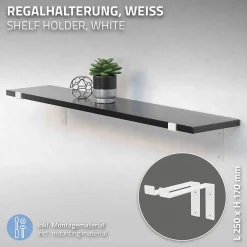 Ml-Design Lot de 2 Equerres d'Etagere murale support robuste en métal blanc