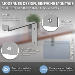 Ml-Design Equerre De Fixation-Lot de 2 Equerres d'Etagere murale support robuste en métal gris