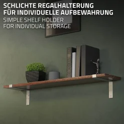 Ml-Design Equerre De Fixation-Lot de 2 Equerres d'Etagere murale support robuste en métal gris