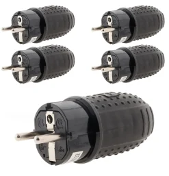 Zenitech Fiche Électrique-Lot de 5 fiches caoutchouc mâles 16A 2P+T -