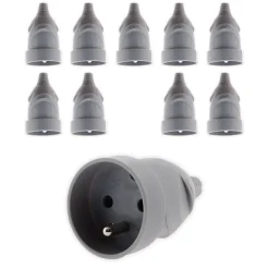 Zenitech Lot de 10 fiches femelles 16A 2P+T - Gris -