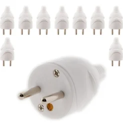 Zenitech Fiche Électrique-Lot de 10 fiches mâles 16A 2P+T - Blanc -