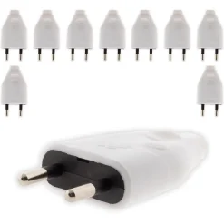 Zenitech Lot de 10 fiches mâles 2P 6A - Blanc -