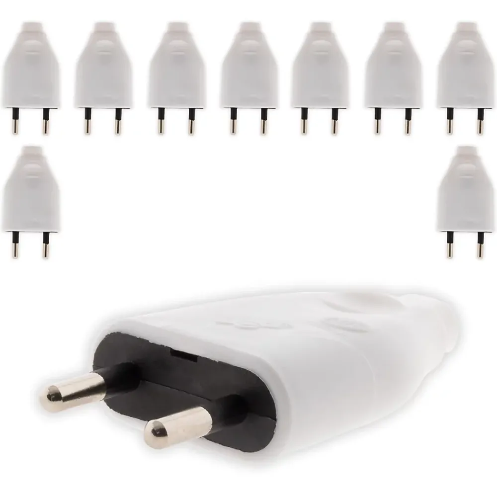 Zenitech Lot de 10 fiches mâles 2P 6A - Blanc -