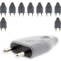 Zenitech Lot de 10 fiches mâles 2P 6A - Gris -