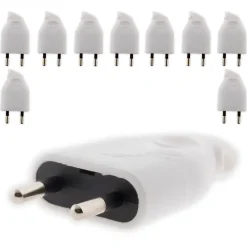 Zenitech Fiche Électrique-Lot de 10 fiches mâles 2P 6A latérales - Blanc -