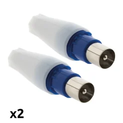 Zenitech Fiche Électrique-Lot de 2 fiches TV mâles diamètre 9,5mm sortie droite -