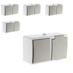 Zenitech Boite D'Encastrement-Lot de 5 interrupteurs va et vient 2P+T -