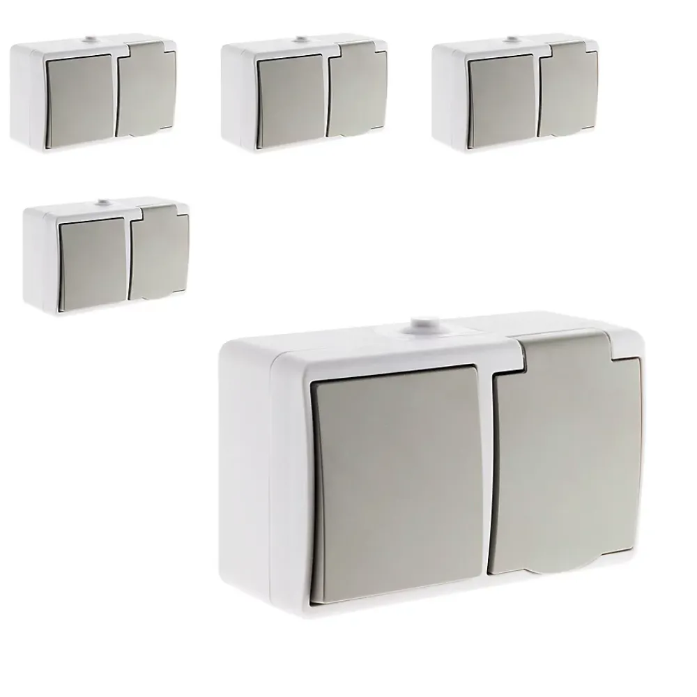 Zenitech Boite D'Encastrement-Lot de 5 interrupteurs va et vient 2P+T -