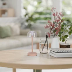 Näve Lot de 2 lampes de table LED rechargeables Gomba extérieur intérieur métal plastique Frosted Almond hauteur 18,5cm