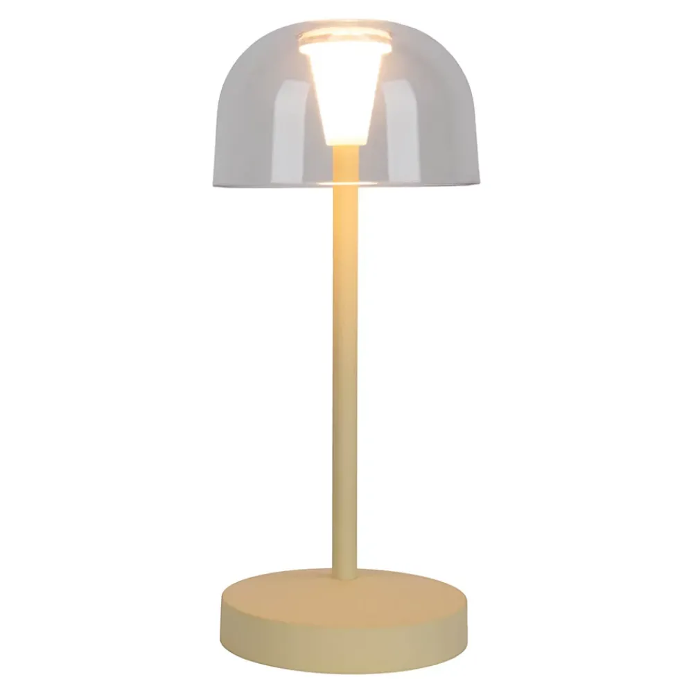Näve Baladeuse-Lot de 2 lampes de table LED rechargeables 'Gomba' pour l'extérieur et l'intérieur, en métal et plastique jaune, hauteur 18,5 cm
