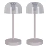 Näve Lot de 2 lampes de table LED rechargeables 'Gomba' pour l'extérieur et l'intérieur, en métal et plastique blanc , hauteur 18,5 cm