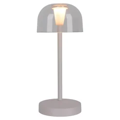 Näve Lot de 2 lampes de table LED rechargeables 'Gomba' pour l'extérieur et l'intérieur, en métal et plastique blanc , hauteur 18,5 cm