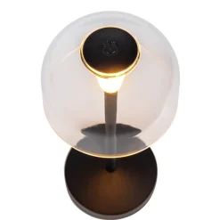 Näve Lot de 2 lampes de table LED rechargeables 'Gomba' pour l'extérieur et l'intérieur, en métal et plastique noir , hauteur 18,5 cm