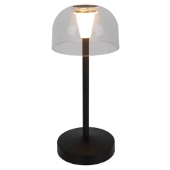 Näve Lot de 2 lampes de table LED rechargeables 'Gomba' pour l'extérieur et l'intérieur, en métal et plastique noir , hauteur 18,5 cm